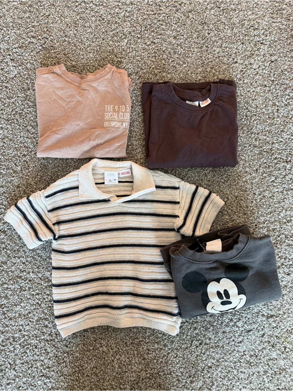 ZARA Kids BUNDLE Boys 3-4 Tops - Cream & Black
